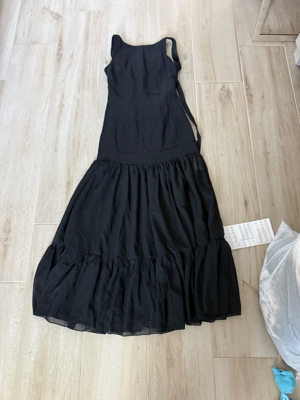 Commense Black Lined and Sheer Backless Tiered Maxi Dress size s - Picture 4 of 5